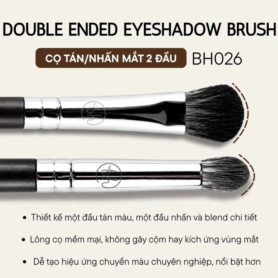 Cọ Tán Mắt Hai Đầu BH Cosmetics Double Ended Eyeshadow Brush BH026